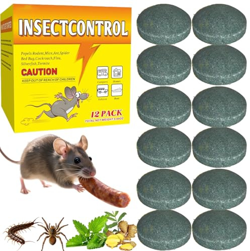 3Box Rattengift Extra Stark für Mäuse, Würmer, Ameisen, Kakerlaken, Spinnen,Mäusegift Extra Stark Giftköder Ratten Mäuse Portionsköder für Innen, Außen, Garten, Küche, Schrank, Garage (1Box-12Stück)