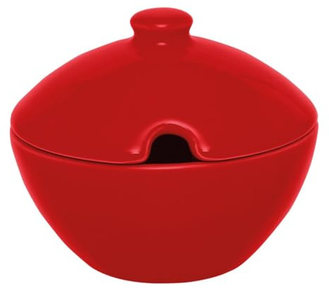 Excelsa Trendy Formaggiera/Zuccheriera in Porcellana, Rosso, con Coperchio