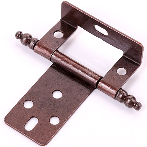 10x Pairs of Antique Brass Finial Cranked Hinges - 2 Offset Flush Cabinet/Cupboard Door