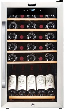 Whynter FWC-341TS 34 Bottle Freestanding Stainless Steel Wine Refrigerator with Display Shelf and Digital Control, Gray
