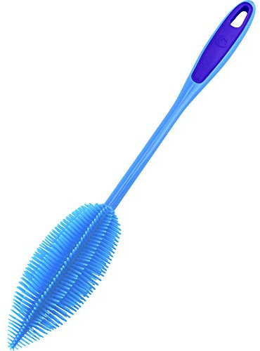 Kochblume Flaschenbürste 36cm | Premium-Silikon & BPA frei| Hitzbeständig | Spülmaschinenfest | Für Trinkflaschen, Thermoskannen & Gläser | Farbe: blau