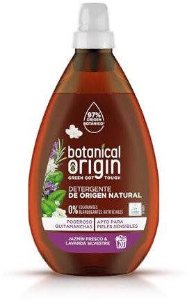 Botanical Origins Detergente para lavadora ecológico apto para pieles sensibles, Fragancia Jazmín Fresco y Lavanda Silvestre - 20 lavados