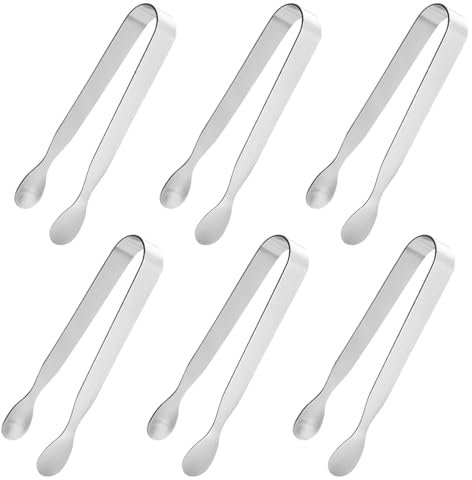 6 Stück Mini Zuckerzange Eiswürfelzange Salatzange Gebäckzange Süßigkeiten Servierzange Eiszange Küchenzange für Hochzeit Party Bar Büfett Grill Picknick (6 PCS)