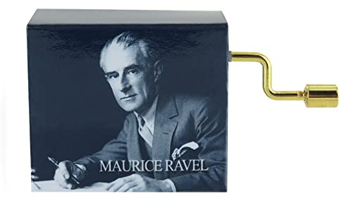 Lutèce Créations Hand-cranked musical box/music box made of cardboard with 18-note musical mechanism and portrait of Maurice Ravel - Boléro (Maurice Ravel)