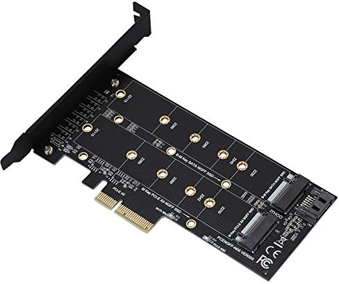 PCIe 4X auf M.2 Adapterkarte, Dual Slot NVMe NGFF Erweiterungskarte | Dual M.2 NGFF Schnittstelle PCI Express Netzwerkkarte Erweiterung LED Statusanzeige für Desktop Computer NVMe SSD