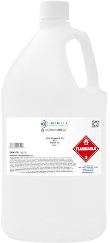 Lab Alley Ethyl Acetate 99.5% ACS Grade, Highest Purity Solvent Suitable for Food and Pharmaceutical Applications - 4 Liters