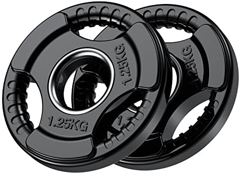 PhysKcal 2 x 1,25 kg Lot de Disques Olympiques de 50 mm, Tri-Grip