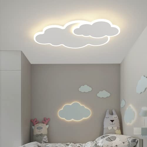DUNMW Lámpara de techo Nube LED 3D de 50 cm con 2 nubes, lámpara de araña para habitación infantil, sala de estar, dormitorio de niño o niña, 3 luces, 36 W