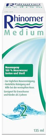 Rhinomer Medium: sterile und isotone Meerwassernasenspülung zur Reinigung der Nase und zur Befeuchtung der Nasenschleimhaut, 135 ml