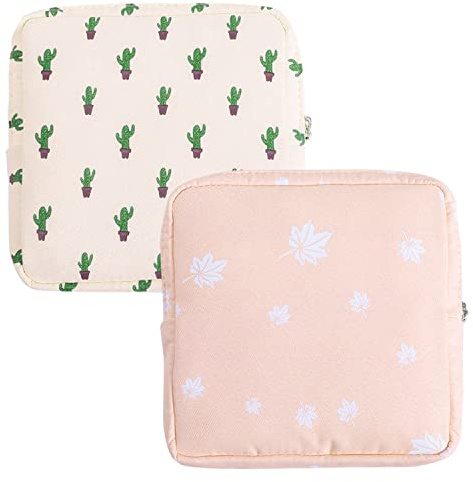 Sanitary Towel Holder，Period Bag Sanitary Napkin Storage Bag Sanitary Pouch with Zipper Portable Pantyliners Bag for Women Teen Girls Ladies(2Pcs)