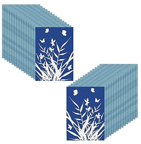 PRATYAHARA Cyanotype-Papier, 30 StüCk A5-Sonnendruckpapier-Kit, Hochempfindliches Sonnendruck-Naturdruckpapier, Solar-Zeichenpapier