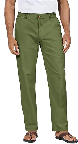 YAOHUOLE Pantalon Été Homme Grandes Tailles Pantalon Detente Homme Pantalon with Pocket Vert Armée 3XL
