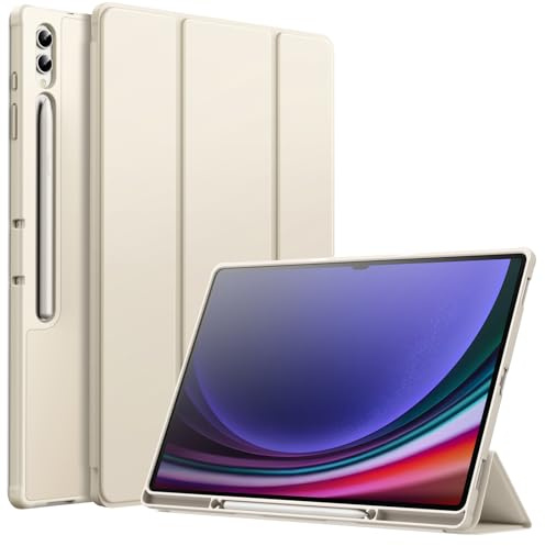 JETech Custodia per Samsung Galaxy Tab S10 Ultra/Tab S9 Ultra 14,6 Pollici con S Pen Holder, Morbida TPU Supporto Protettiva Tavoletta Cover, Supporta S Pen di Ricarica (Beige)