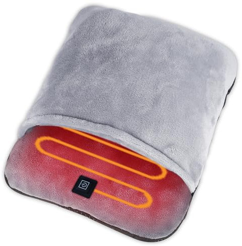 Flintronic Electric Foot Warmer, Foot Warmers with Heating and Vibration Massage, Soft Flannel Electric Foot Warmer, with Silicone Non-Slip Soles, Unisex for Home/Office