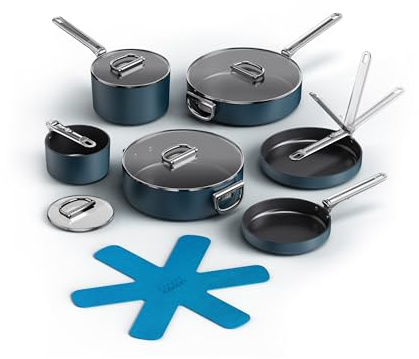 Joseph Joseph Space 6pc Non-Stick Cookware Set, Folding Stainless Steel Handles, Space-Saving Induction Pot & Pan Set
