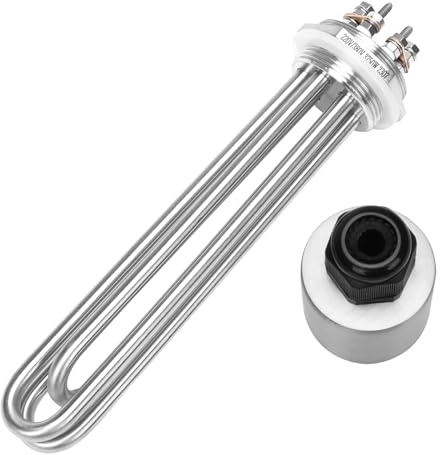 DERNORD Heizstab 220V 3750W 1-1/2 Zoll Heizelement 3U Typ Warmwasserbereiter BSP Edelstahl Flansch