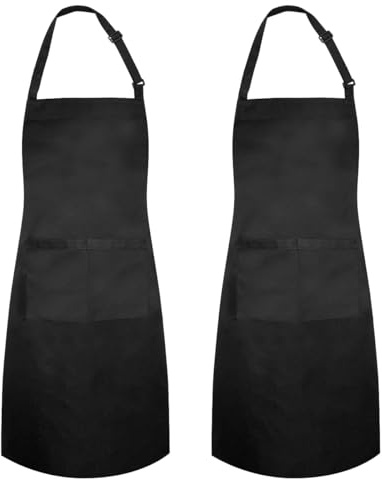 cactusgirl 2-Stück Kochschürze -kochschürze herren damen - wasserdichte Schürze mit 2 großen Taschen - verstellbare Schürze mit langen Trägern - zum Kochen, Grillen, Malen und mehr