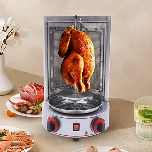 Machine de barbecue électrique verticale à gaz, machine Shawarma commerciale verticale en acier inoxydable, équipement de barbecue gyroscopique de barbecue 110 V 3000 W pour les cuisines commerciales