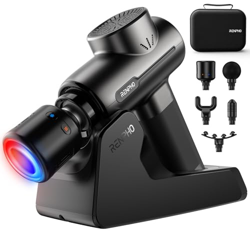 RENPHO Massage Gun with Charging Stand, Percussion Muscle Deep Tissue with Heat and Cold Head, Electric Handheld Massager Gun, Muscle Massager Gun for Men and Women, Active+ Thermacool Deluxe