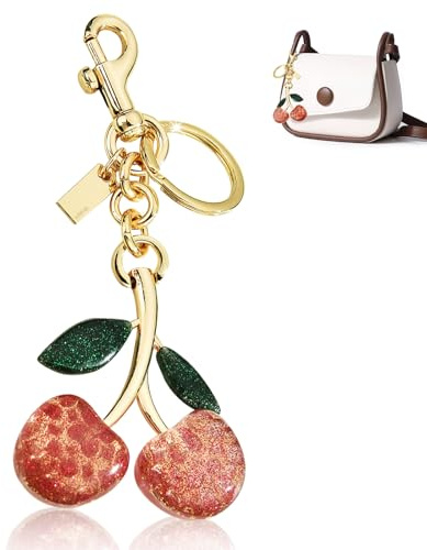 BSITSSS Kirschen Schlüsselanhänger, Kirsch Taschenanhänger, Rosa Anhänger Tasche für Damen, Keychain Aesthetic mit Schlüsselring und Clip, Kirsch Anhänger Accessoire für Handtaschen, Geschenk