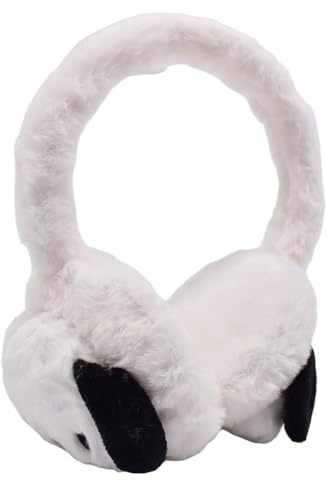 ZPSOSPZ Kids Furry Winter Earmuffs,Soft Thermal Ears Protector,Cute Cartoon Fluffy Fleece Earmuffs,Kids Winter Earmuff Girls Boys Cold Weather Ear Warmer(White)