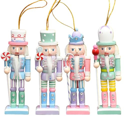 Ornements de casse-noisette, figurine de casse-noisette, figurine de soldat de Noël de 12,7 cm, avec 4 casse-noisettes de couleur | Figurine de table décorative pour fête, table, festival, fête