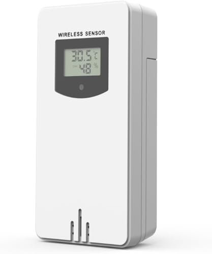 Capteur Extérieur pour Station Météo, Mesure Température et Humidité, Portée Maximale 100M(Espace Vide), Idéal pour Montage mural/Sous-gouttière/Jardin