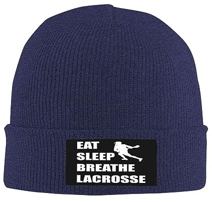 Beanie Mütze Essen Schlaf Atmen Lacrosse Schwarz Strickmütze Weich Beanie Hat Atmungsaktive Wintermütze Für Running Camping Fischen