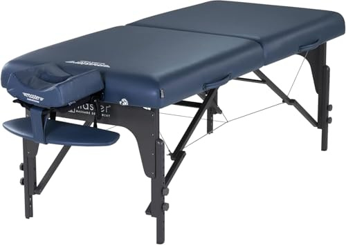 Master Massage 79cm Montclair Ultra-Wide Luxury Wooden Portable Massage Couch Foldable Massage Table Spa Beauty Couch Physiotherapy Bed, Reiki Panel, Roayl Blue