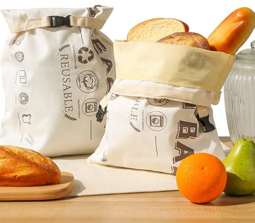 YCCOKJJ 2 sacchetti per il pane con cera d'api, sacchetti per il pane in lino con cera d'api, fodera interna per pane, frutta, verdura, lavabile, sacchetti di cera d'api riutilizzabili per pane e