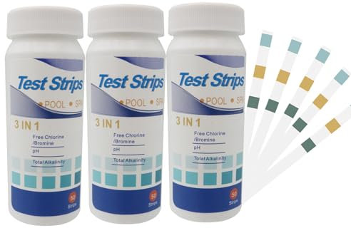 150 Tiras Reactivas Piscina,Tiras de Prueba 3 en 1,Tiras Reactivas Para Piscinas,Cloro Y pH,Tabletas de Agua,Tiras Medición de Calidad Del Agua,Probador Químico Preciso,Papel Prueba Dureza Del Agua