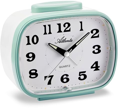 Atlanta Glockenwecker laut Klingel Alarm Crescendo Snooze Licht Analog Quarz - 2172/6 (Grün)