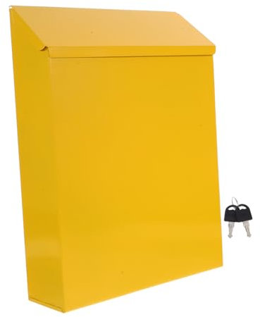 Veemoon Boîte aux Lettres Européenne Créative en Métal, Boîte à Suggestions Murale Verrouillable, Jaune, Décoration Extérieure