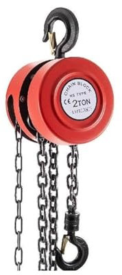 NGIRJKKLL Hand winch, Chain Hoist Chain 1/2Ton (2200/4400/6600 LBS) Capacity 8/15 Feet Lifting Height Steel Construction Red Yellow,for Boat Trailer Caravan Marine(Red 2Ton (7ft Lift))