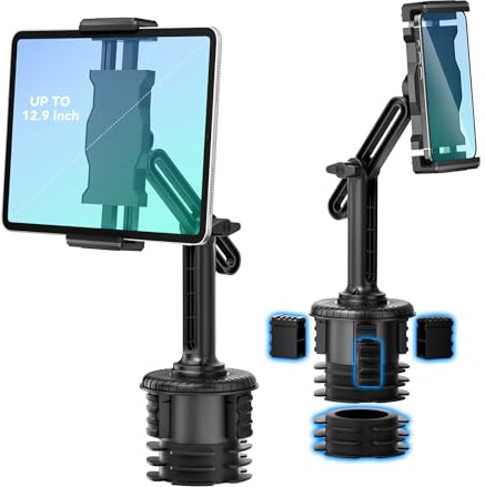 KDD Tablet Holder for Car, Adjustable Arm Car Cup Holder Tablet Mount for Truck,360° Rotation Universal iPad Holder Stand for 4.7-13” Tablet Phone iPad Pro Air Mini,Galaxy,Switch, Travel Accessories
