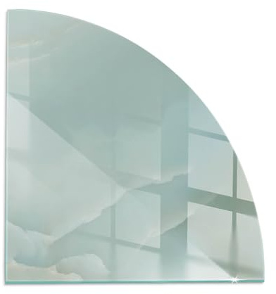 Kamin Bodenplatte Glas 1/4 100x100 cm Spritzwasserschutz Sicherungsblech Schutz vor Schäden Herdboden Schutz vor Glut Polierte Kanten Wohnzimmer Bodenbelag Viertelkreis - Zartes Marmormuster