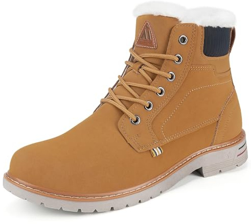 Mishansha Chaussures d'hiver Homme, Bottes de Neige fourrées, Marron doré 42