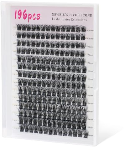 DOINEUFL Manga Lashes 196 Pcs Einzeln DIY Manga Wimpernsträhnen Wimpern Extensions 5-Sekunden-Wimperncluster Anime Lash Cluster Lashes Fake Lash für den Alltag Partys(8-16 mm)