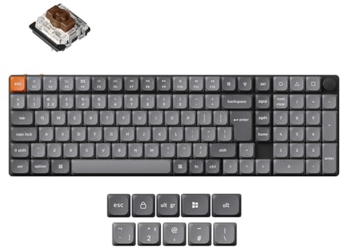 Keychron K17 Max Custom Mechanical Keyboard, Programmable Knob Ultra-Slim 96% Layout, Bluetooth/2.4 GHz/Wired with RGB Backlight Low-Profile Gateron Brown Switch for Mac Windows Linux - UK ISO Layout