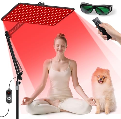 Morfone Red Light Infrared Lamp with Wireless Magnetic Remote - Tri-Wavelength (660nm/850nm/940nm) 200 LED Full Body Panel, Adjustable Stand & Timer for Home Use, Gift for Women, Large with Remote