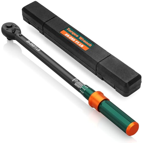 NADOKHI 1/2 Drive Torque Wrench, 25-250 Ft-lb, ±3% High Accuracy Click Torque Wrench with 72-Tooth Dual-Direction Head for Tire Change, Lug Nuts, Automotive and Heavy Equipment Maintenance