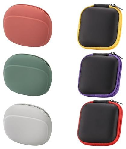 ATBUSS Étui pour Écouteurs en Silicone Portable 6 Pièces, Sac De Rangement pour Câble De Données, Étui pour Clé Anti-Perte, Adapté pour Placer des Disques en U, Changer.