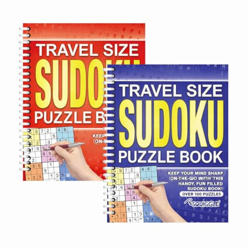 Sixstore A5 Spiral Bound Travel Size Sudoku Puzzle Book Set of 2, Purple and Orange, Brain Games Numbers