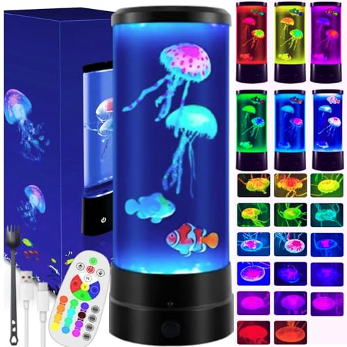 OPAHUTER Quallen Lampe mit 17 Farben und Fernbedienung, LED Quallen Aquarium Lampe, Jellyfish Lamp Aquarium, Quallen Lavalampe Stimmungslicht für Entspannung Wohndekoration