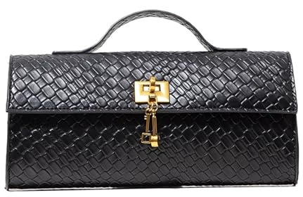 EFRJUWI klaff dam clutch, elegant aftonväska, vinröd plånbok, damklänning fest, bröllopsartiklar för arbete skola shopper, svart, Einheitsgröße