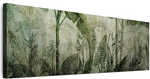 LUMASOUL Wandbilder Wohnzimmer Leinwandbild Dschungel 120x40 cm | 1-teiliges Bild für Schlafzimmer, Flur, Büro und Küche, modernes Foto-Motiv