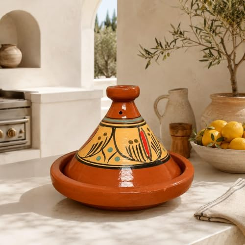 Tajine XL 35 cm in Terracotta Dipinta a Mano – Pentola Tradizionale Marocchina + Ebook Gratuito 0107261112
