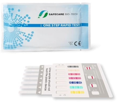 Test Multidrogas 5 drogas en Orina THC Cannabis Marihuana Cocaína Metanfetamina Anfetamina Prueba de drogas rápida Tiras Drogotest Test rápido de drogas Test de Orina Antidrogas detector drug Kit