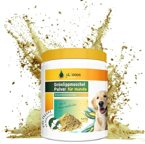 Kräuterland Neuseeländische Grünlippmuschelpulver 500g für Hund & Katze | 100% Perna Canaliculus, ohne Zusätze, Wiederverschließbare Frischedosen, mit Messlöffel, steigert Beweglichkeit & Vitalität