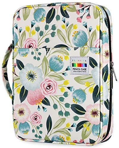 YOUSHARES Große Federmappe Federmäppchen mit 166 Fächern, 112 Slots Gel Pens für Mäppchen Aesthetic Etui, Schlampermäppchen Handy Multilayer Color Pencil Case für Gel Pens, Pencils (Aquarell Blume)